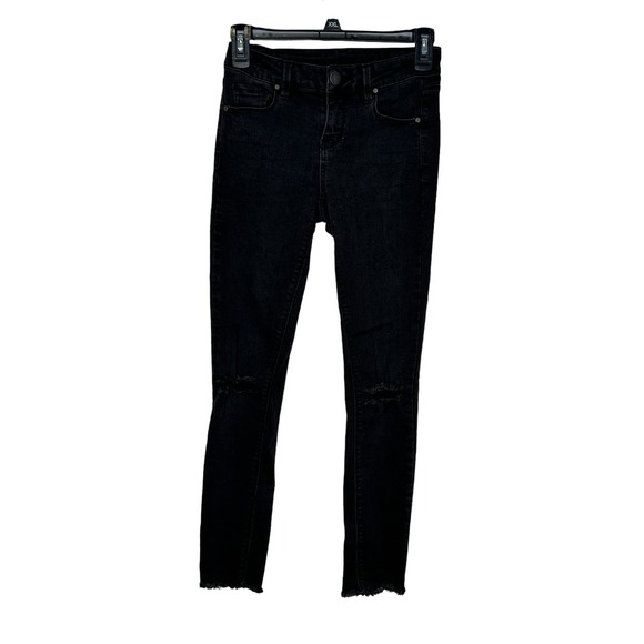 Design Lab Women's Jeans Lord Taylor Skinny Stretch Distressed Mid-Rise Black 25 - Picture 1 of 11
